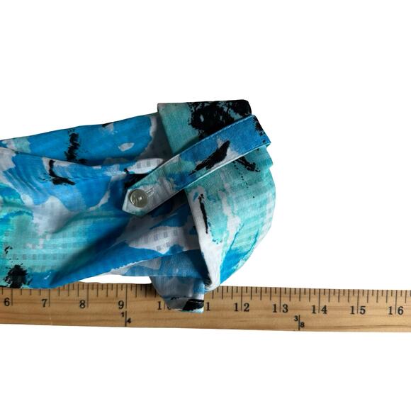 Kim Rogers Floral Button Front Blouse XL Blue White Roll Sleeve NWT - Picture 10 of 10